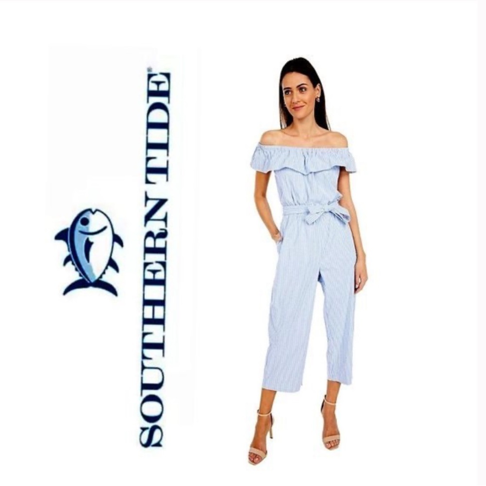 Southern tide off shoulder jumpsuit